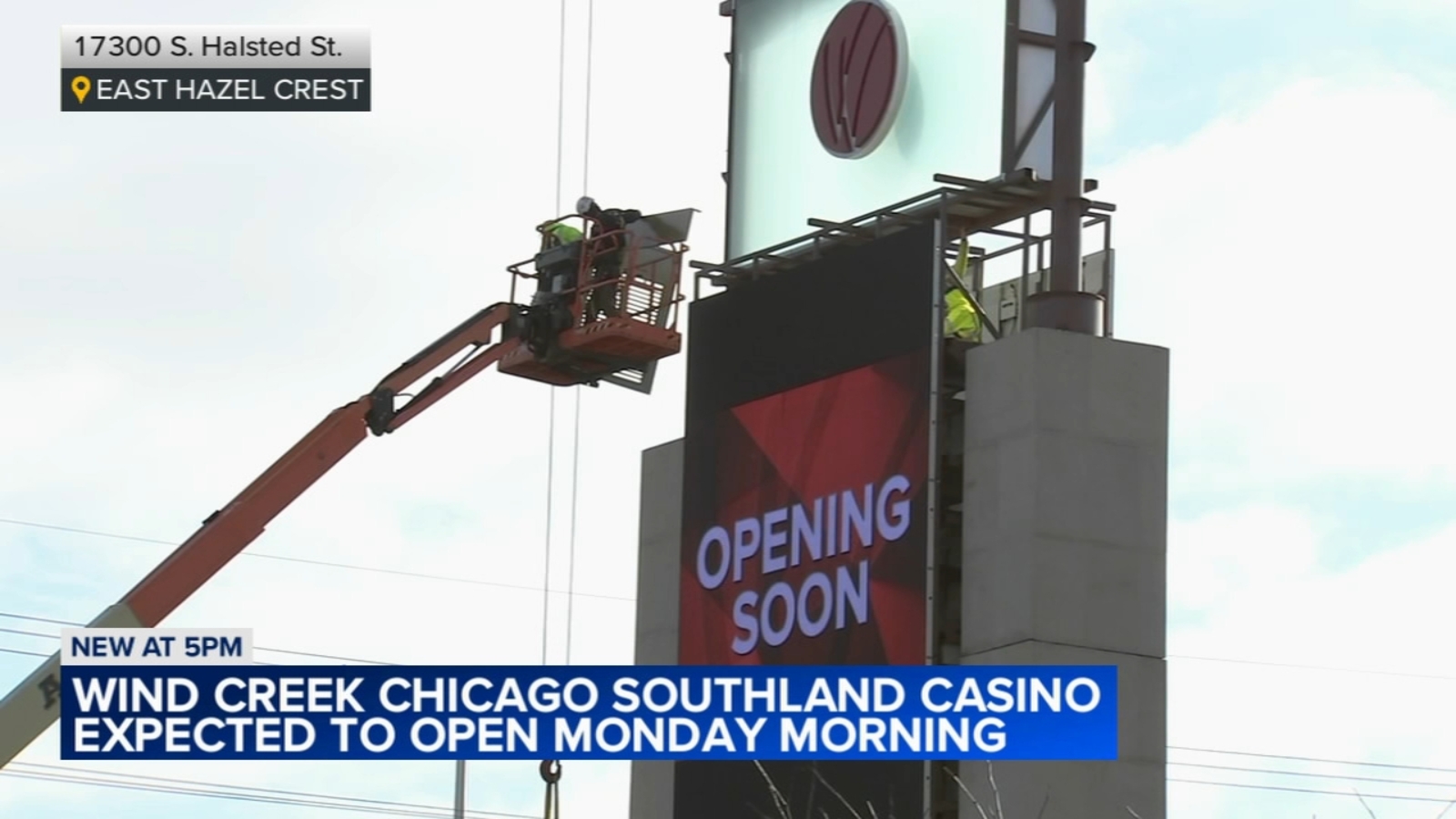 Wind Creek Chicago Southland casino near I-80, Halsted Street in East Hazel Crest, Homewood expected to open Monday